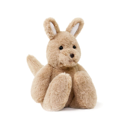 Plush toy kangaroo on a white background