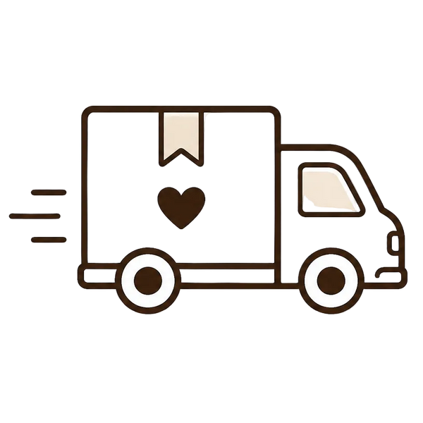 Illustration of a delivery truck with a heart symbol on a white background