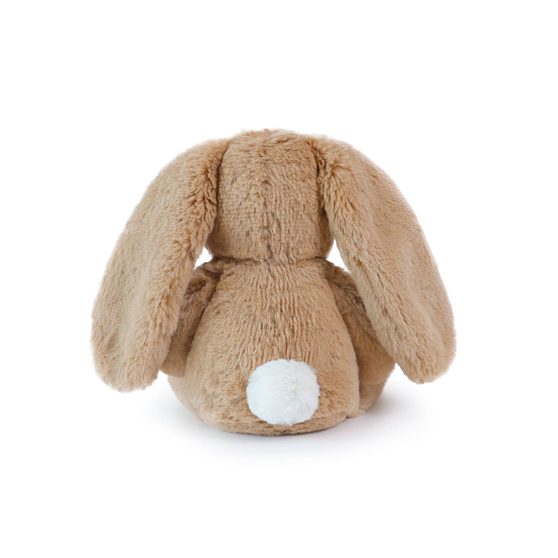 Brown plush bunny toy on a white background