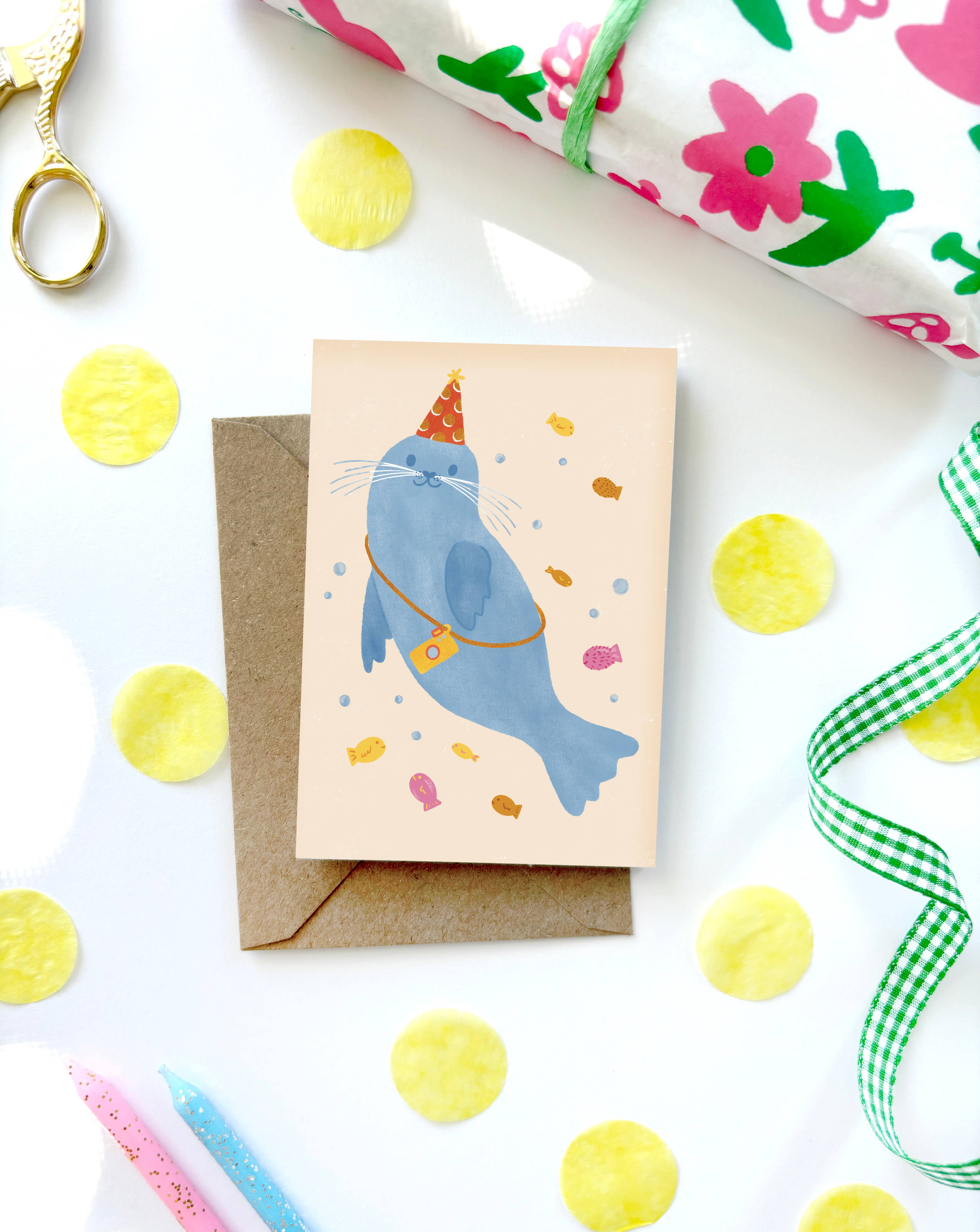 Seal Mini Card - Illustrated Cute Kids Birthday