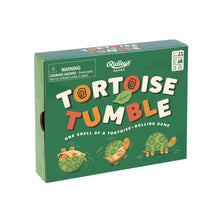 The image shows the box of the Ridley's Tortoise Tumble game, featuring illustrations of tortoises and game components such as cards and a scorepad.
