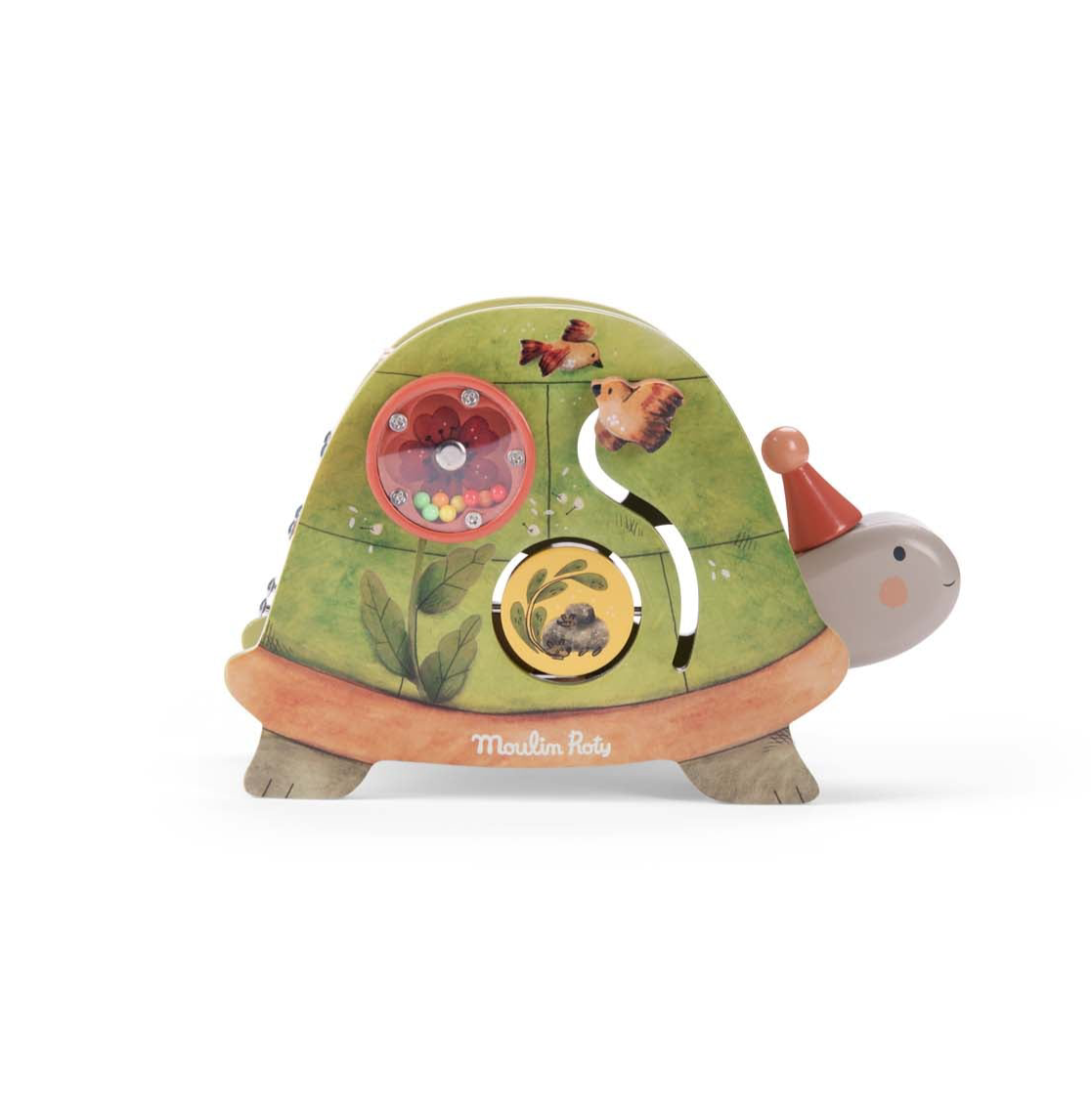 Turtle shaped wooden activity toy