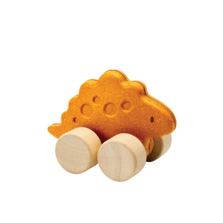 Wooden toy car shaped like a cloud on a white background