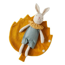 Bedtime baby bunny soft toy with maple leaf shaped blanket