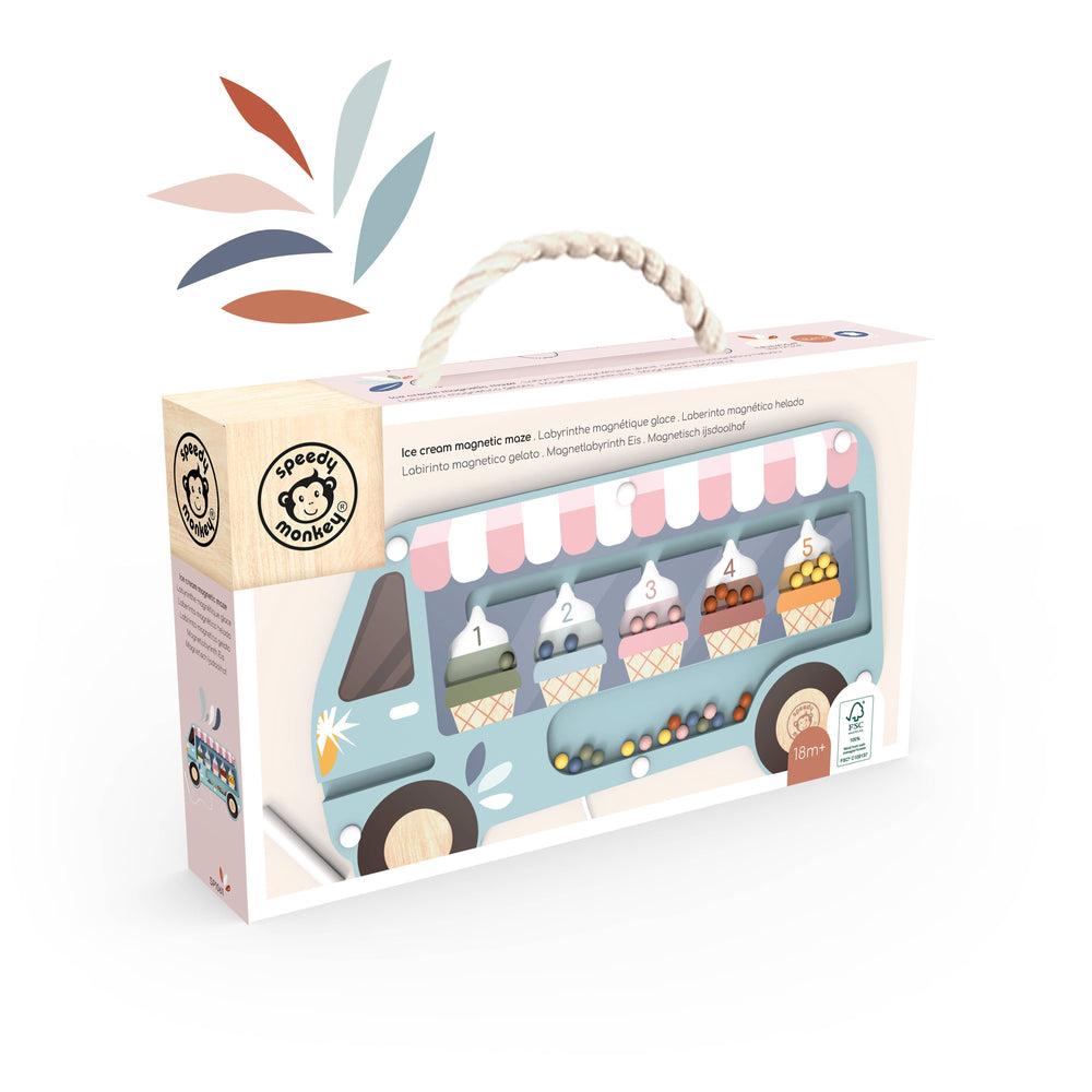 Speedy Monkey Ice Cream Magnetic Maze wooden ice cream van game