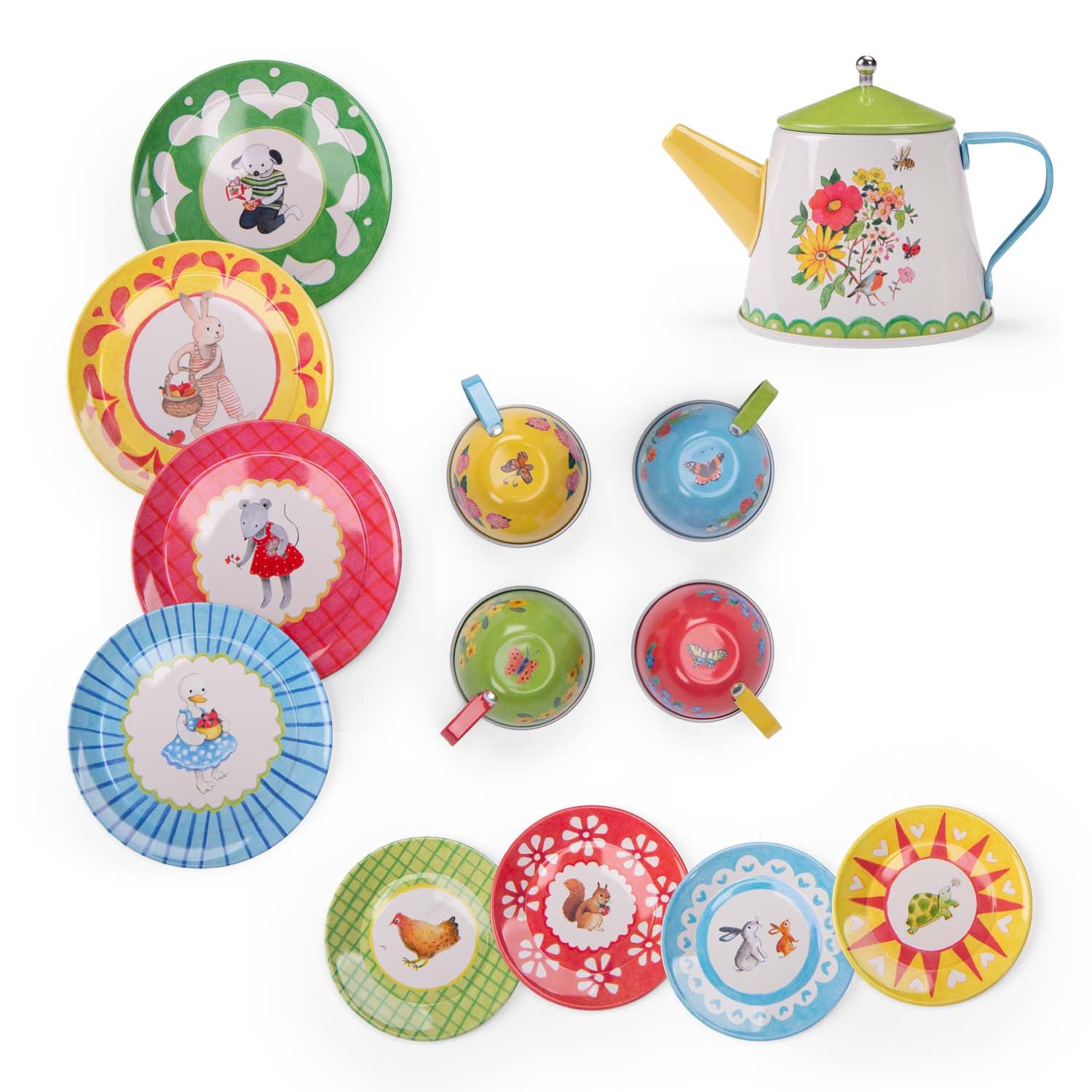 Childs illustrated  metal tea set 