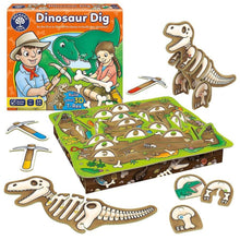 Dinosaur Dig toy set with packaging, cardboard dinosaurs, and tools on a white background