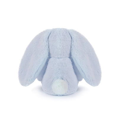 Blue plush bunny toy on a white background