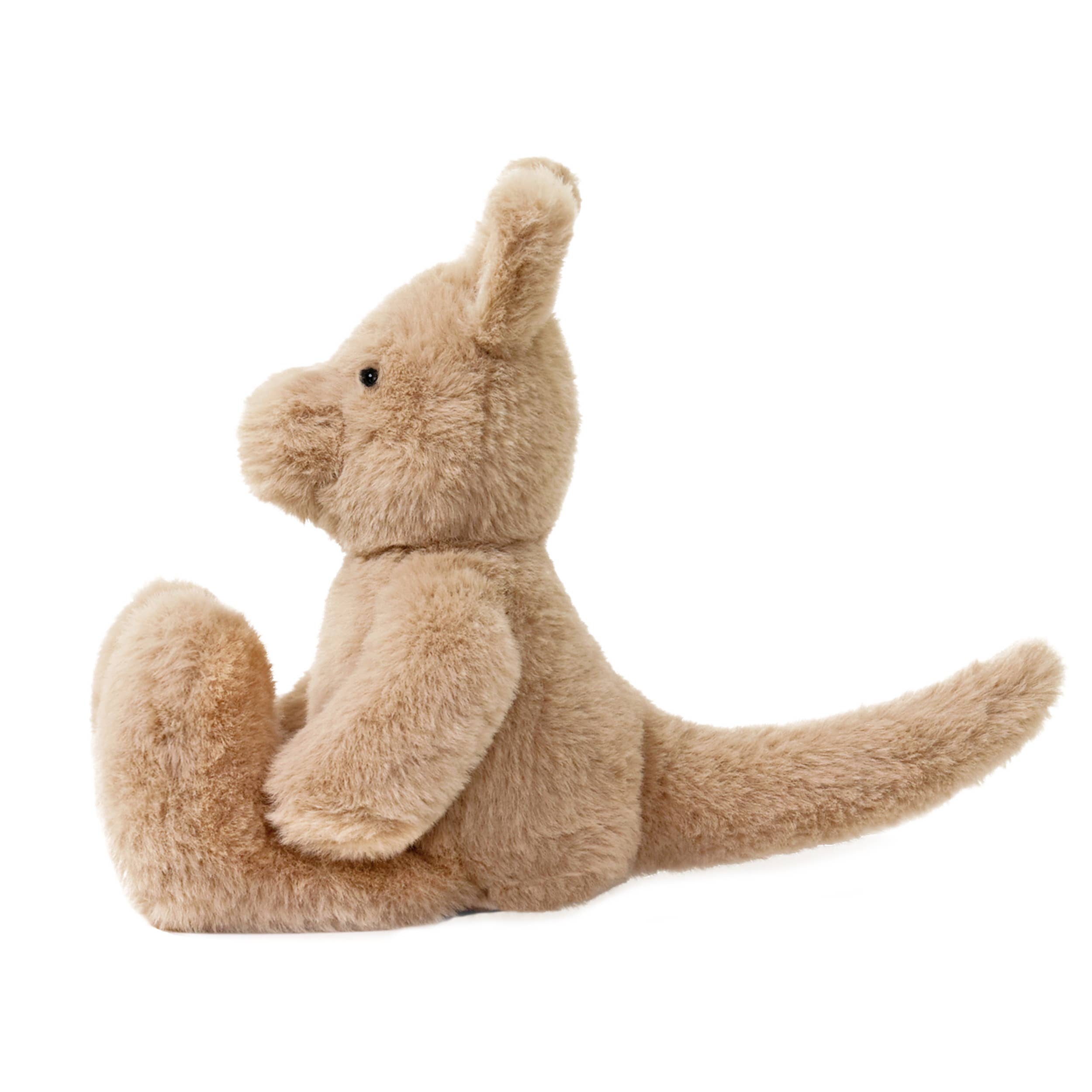 Plush toy kangaroo on a white background