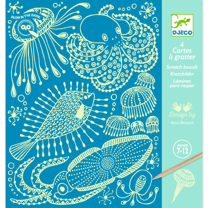 Ocean Life Scratch Cards (glow in the dark)