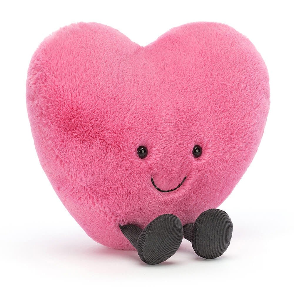 Large pink heart soft toy with smiling face and little legs - Amuseable soft toy by Jellycatt - Send A Toy