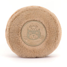 Beige plush ball with a Jellycat logo on a white background