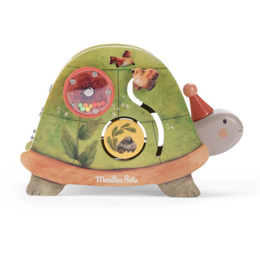 Turtle shaped wooden activity toy