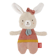 A plush toy resembling a hare with crinkly paper ears, designed for babies and toddlers.