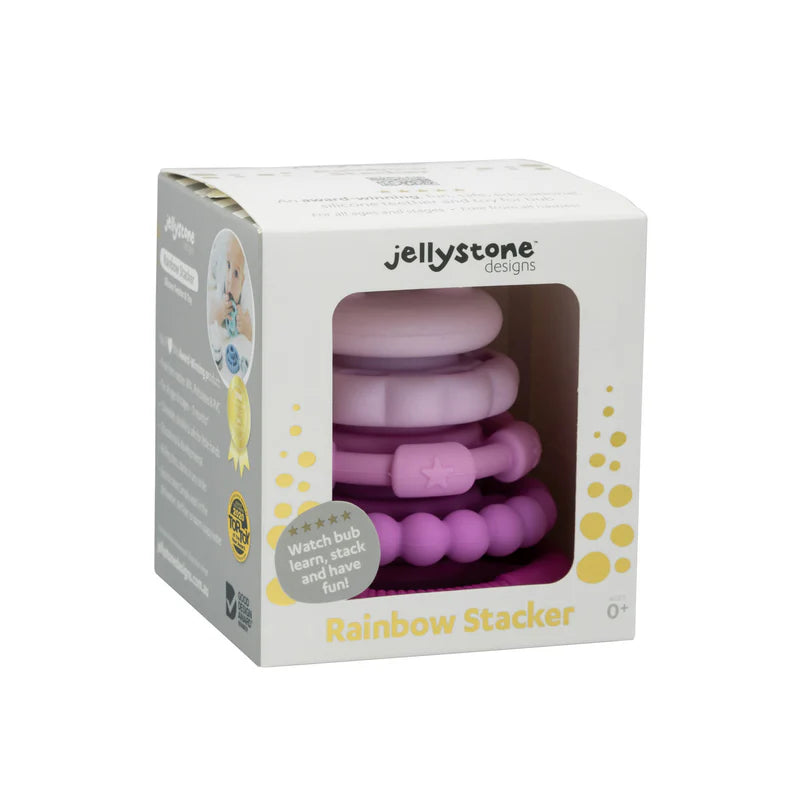 Raspberry ombré silicone stacking and teether toy - Jellystone Designs 