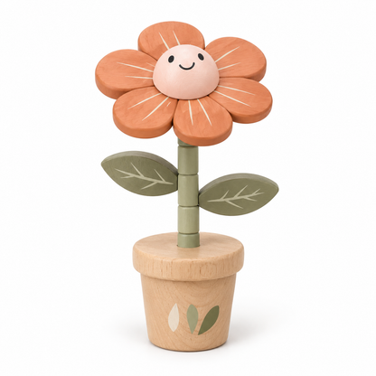 Flower Pushing Puppet - Coral Orange