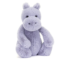 Jellycat Bashful Hippo plush toy with soft dusky lilac fur and large nose with embroidered features