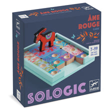 Board game box for 'Aène Rouge' by Sologic with colorful design and donkey figure.