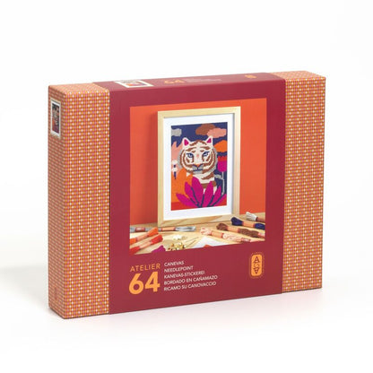 Needle point kit with a tiger design on the cover, featuring 'Atelier' branding.