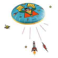 Children's flying disc with superhero design on a white background