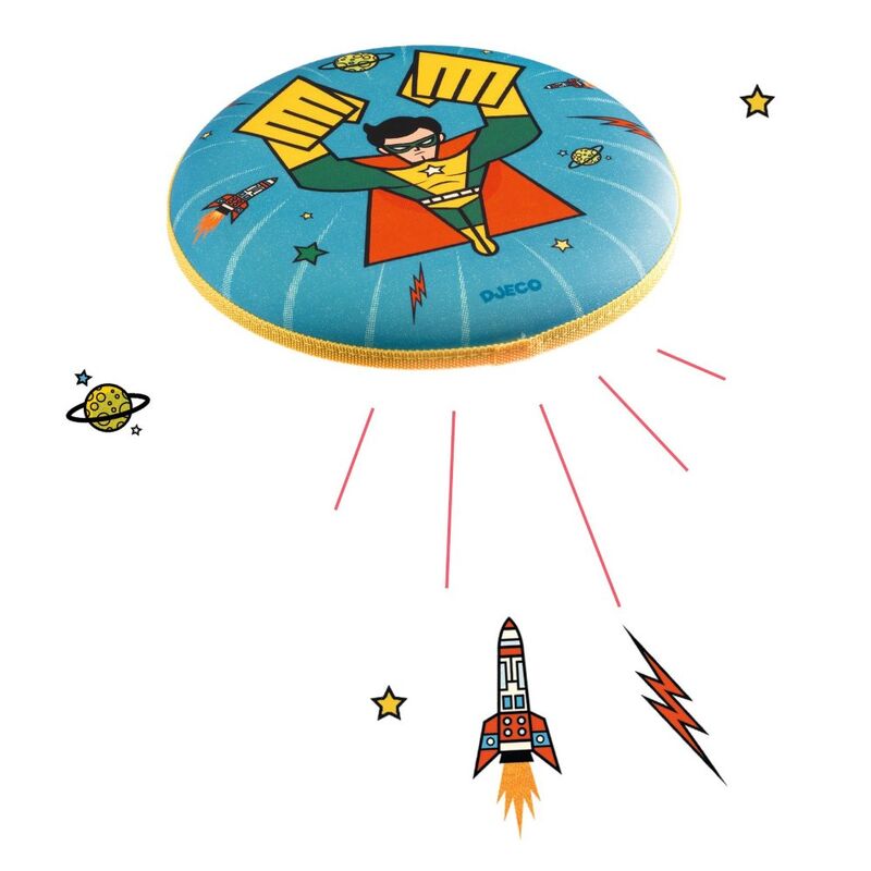 Children's flying disc with superhero design on a white background