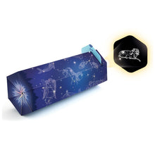 Constellation Viewer made of blue cardboard, printed with white constellation images.