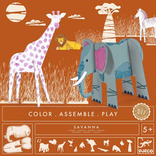 Sturdy cardboard safari animal colouring figures