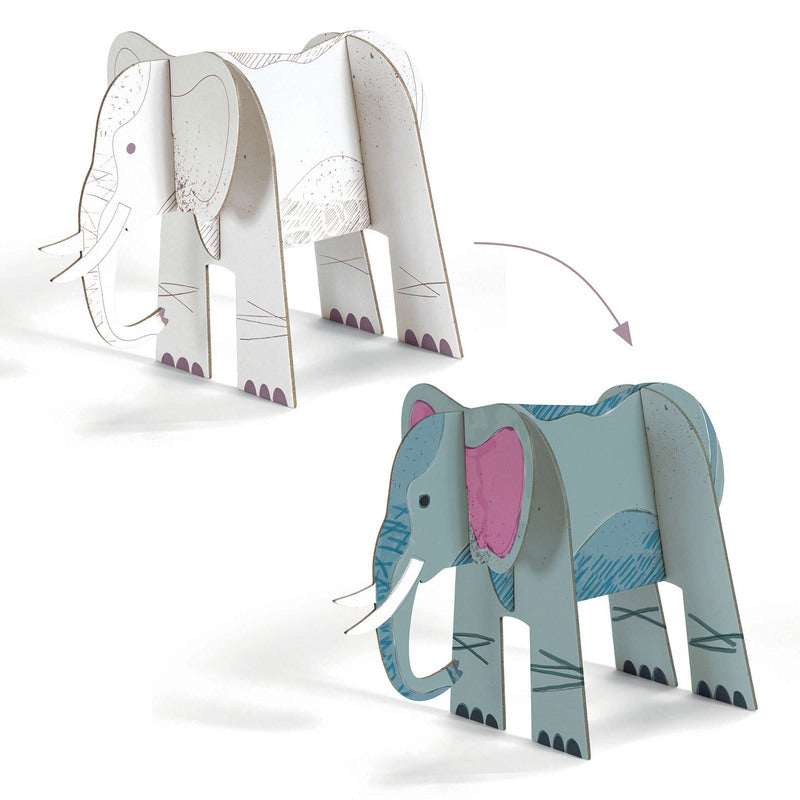 Sturdy cardboard elephant to colour