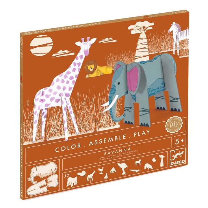 Sturdy cardboard safari animal colouring figures
