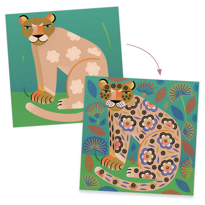 Kit artistique de tampons transparents à motifs et animaux