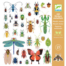 A collection of colorful metallic stickers depicting various insects, such as butterflies and beetles, from the Microcosms 160 Sticker Set.