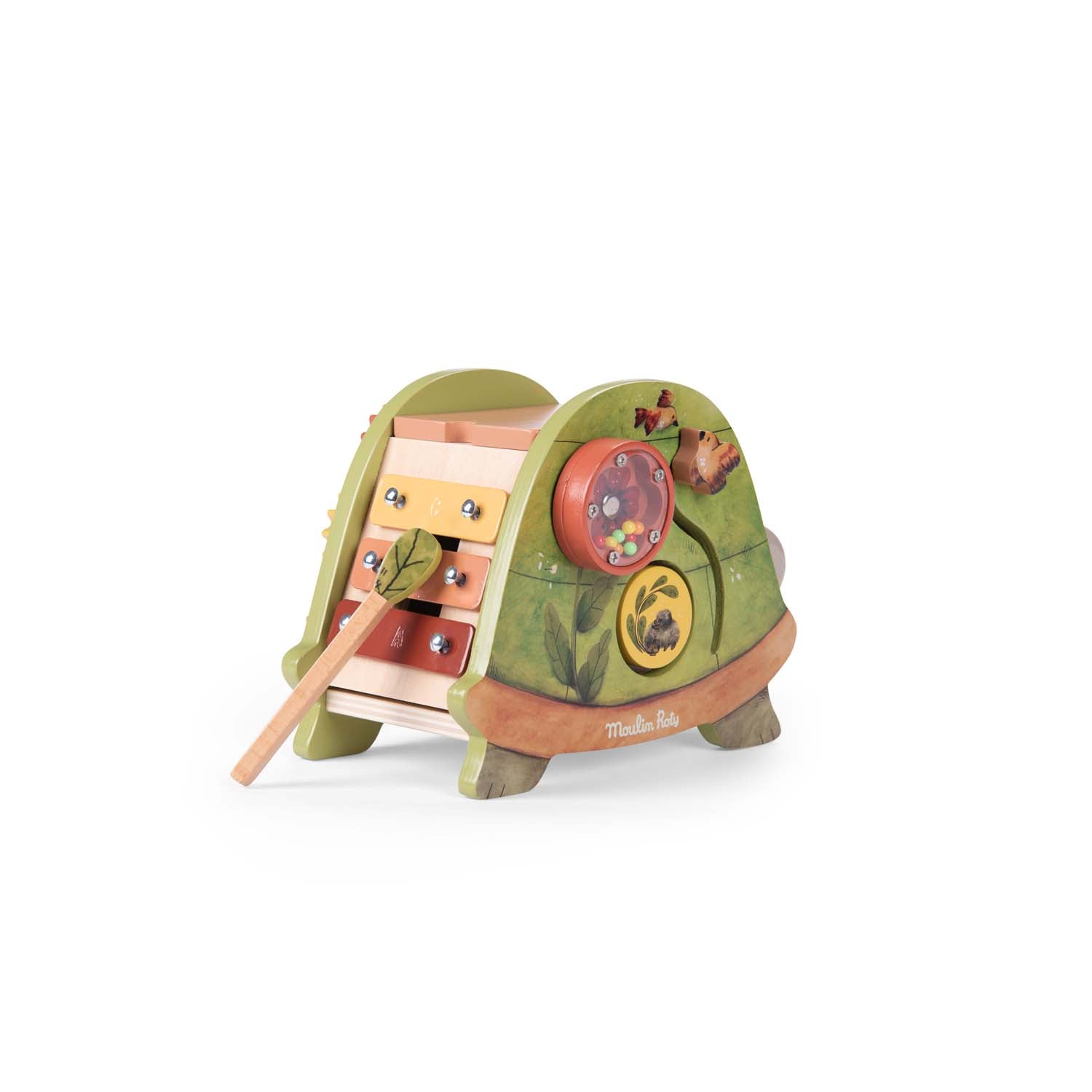 Turtle shaped wooden activity toy