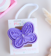 Purple butterfly plastic playdough stamp