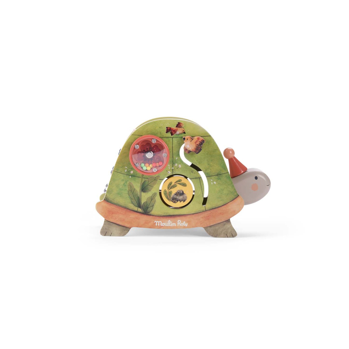 Turtle shaped wooden activity toy