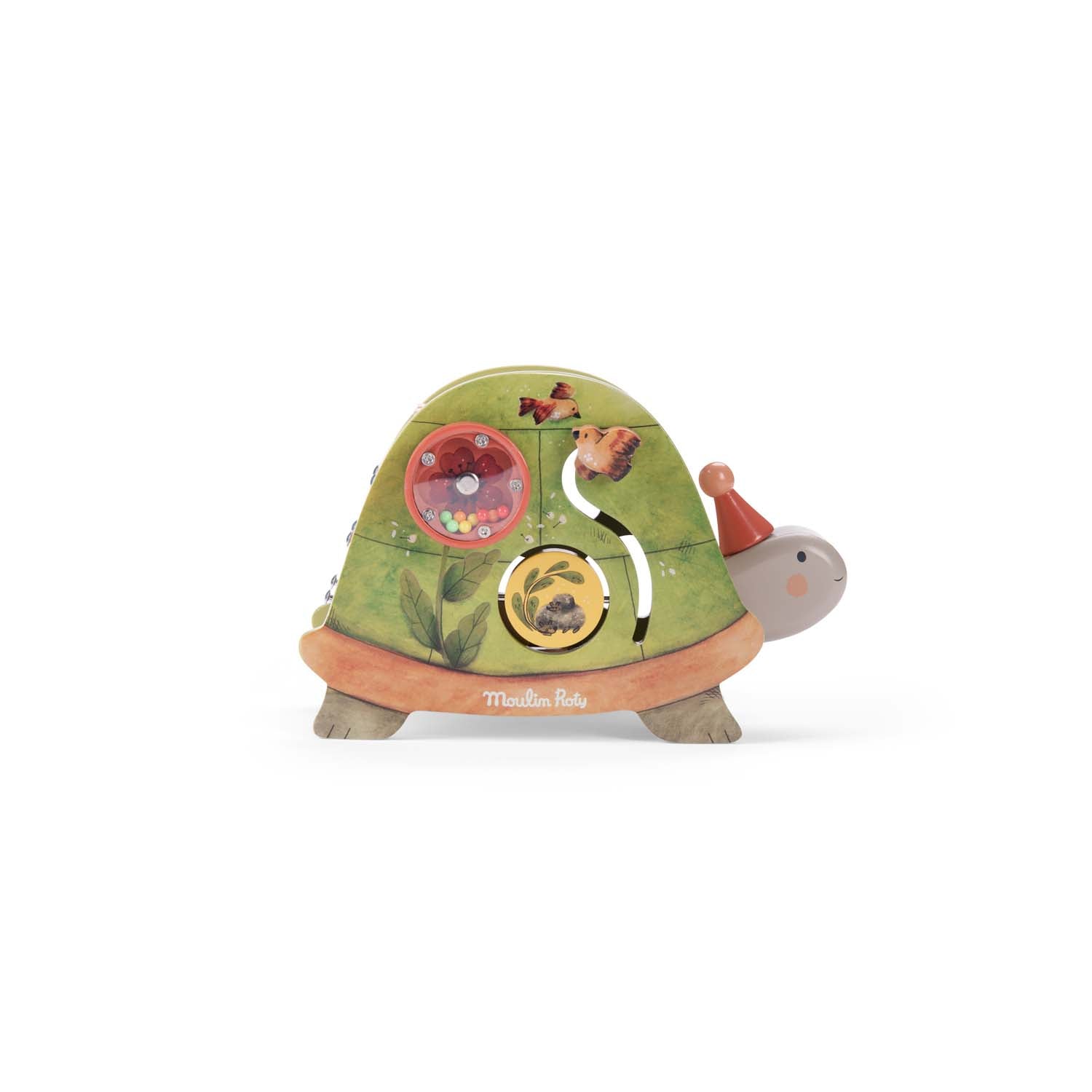 Turtle shaped wooden activity toy