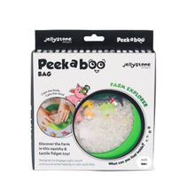 Green Jellystone Designs Farm peekaboo bag in black white retail box