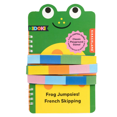 Colorful children's book with a frog design on the cover