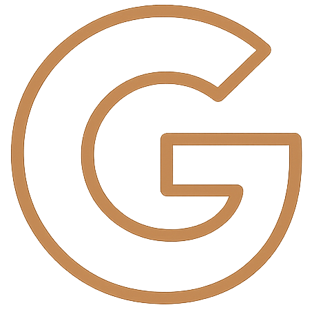 Gold letter 'G' logo on a white background