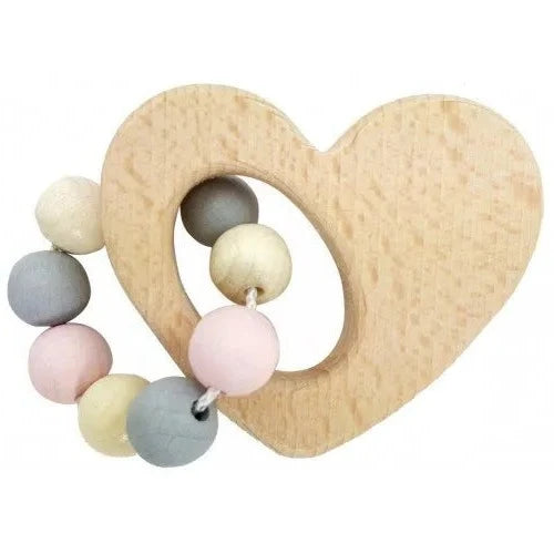 Natural Rosa Heart Rattle