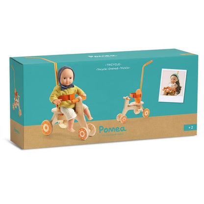 Wooden Dolls Tricycle with Metal Handle