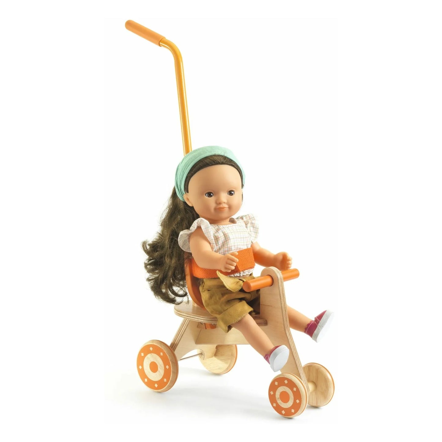 Wooden Dolls Tricycle with Metal Handle
