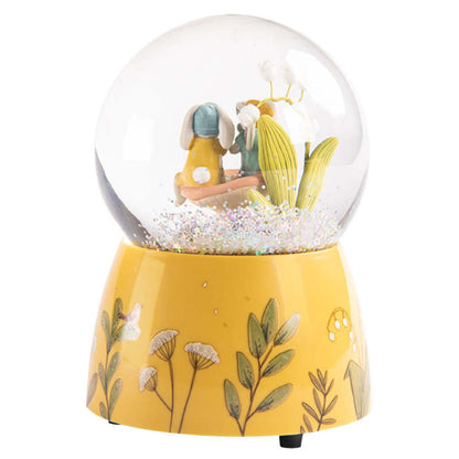 Trios Petits Lapins Musical Snow Globe