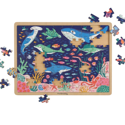Ocean Life Wood Puzzle + Display