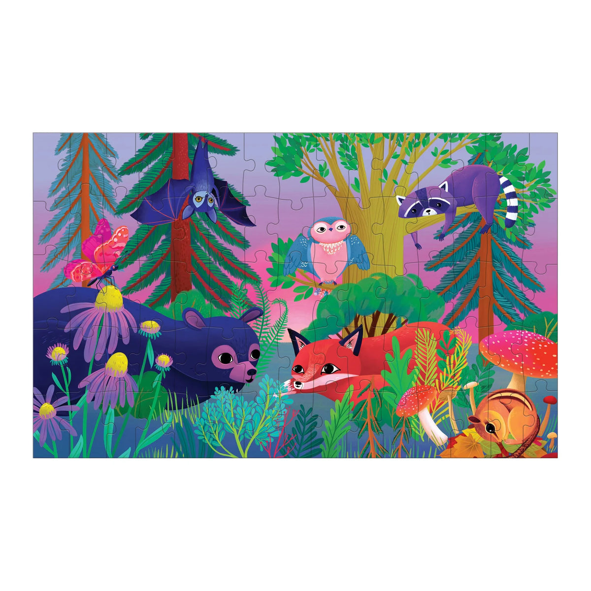 Mudpuppy Forest Day & Night puzzle pieces and illustrated box