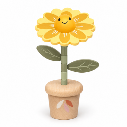 Flower Pushing Puppet - Yellow