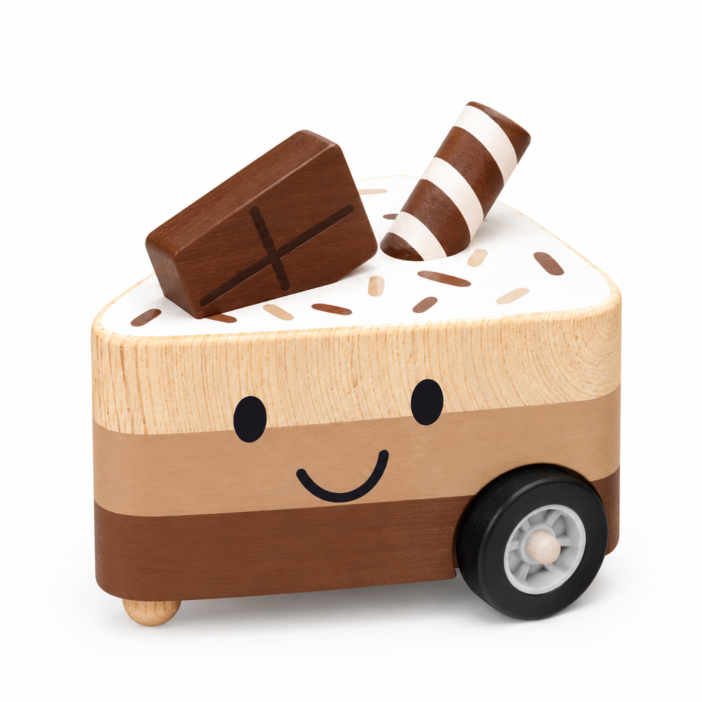 Speedy Monkey Pull Back Cakes wooden cake-shaped toy car