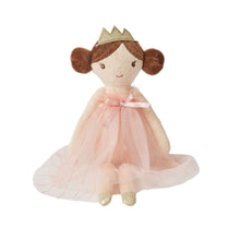A plush Effie Fairy doll with a pink dress and crown, sitting upright.