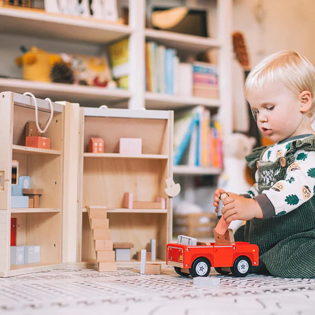 Maison de poupée meublée portable + voiture