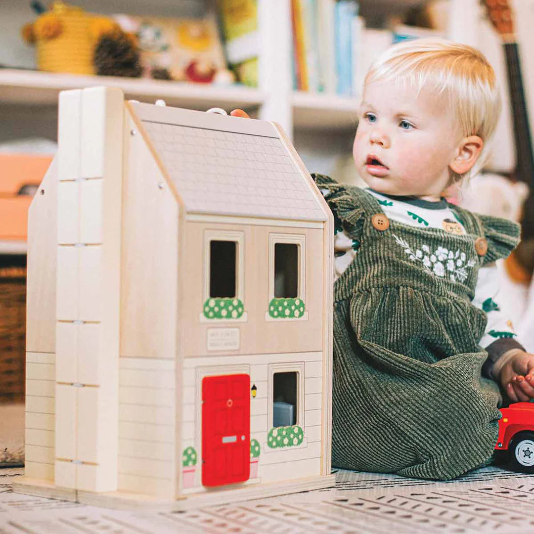 Maison de poupée meublée portable + voiture