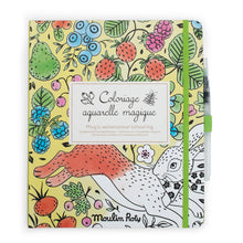 Magic water coloring book with animal and nature design on a white background